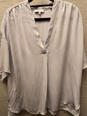 Vince Silk Oversized Minimalist Blouse Icy Gray Tunic Top S